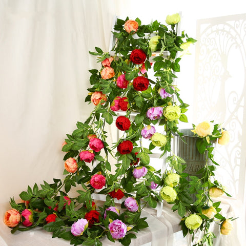 1pcs Peony silk flower vine for home decor in 4 colors