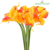 10Pcs Real Touch Artificial Flowers Lily Calla Orange Easyff