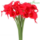 10Pcs Real Touch Artificial Flowers Lily Calla Red Easyff