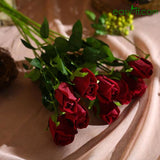 11Pcs Rose Artificial Flower Bouquet Real Touch In 5 Colors Darkred Artificial Easyff
