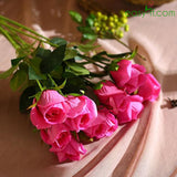 11Pcs Rose Artificial Flower Bouquet Real Touch In 5 Colors Deeppink Artificial Easyff