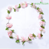 1Pcs Artificial Flowers Cherry Blossoms Vine Hotpink Artificial Flower Easyff