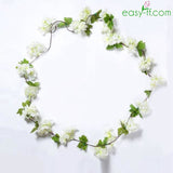 1Pcs Artificial Flowers Cherry Blossoms Vine White Artificial Flower Easyff