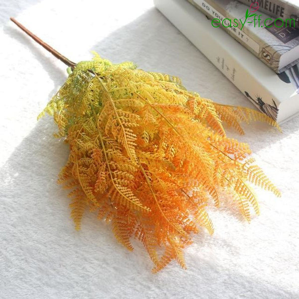 1Pcs Fern Artificial Leaf Bouquet Real Touch In 3 Colors Yellow Artificial Plant Easyff