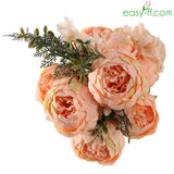 1Pcs Peony Silk Flower Bouquet 13 Heads Real Touch In 10 Colors Coral Easyff