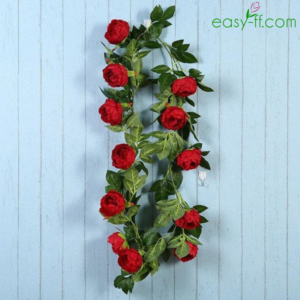 1Pcs Peony Silk Flower Vine For Home Decor In 6 Colors Red Easyff