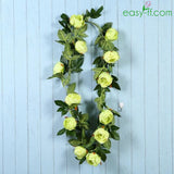 1Pcs Peony Silk Flower Vine For Home Decor In 6 Colors Yellowgreen Easyff