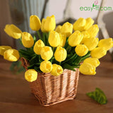 21Pcs Real Touch Tulip Artificial Flowers Yellow Easyff