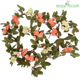 2Pcs Rose Silk Flower Vine For Home Decor In 5 Colors Coral Easyff
