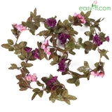 2Pcs Rose Silk Flower Vine For Home Decor In 5 Colors Purple Easyff
