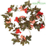 2Pcs Rose Silk Flower Vine For Home Decor In 5 Colors Red Easyff