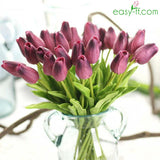 31Pcs Tulip Artificial Flower Bouquet For Home Decor In 5 Colors Purple Easyff