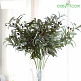 5Pcs Olive Artificial Leaf Branches Real Touch For Home Decor Wedding Products Easyff