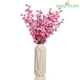 5Pcs Peach Blossom Silk Flower Stem For Home Decor In 4 Colors Pink Easyff