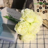 5Pcs Peony Artificial Flower Bouquets Real Touch In 8 Colors Greenyellow Artificial Easyff