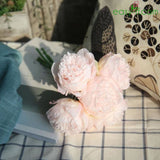 5Pcs Peony Artificial Flower Bouquets Real Touch In 8 Colors Lightpink Artificial Easyff