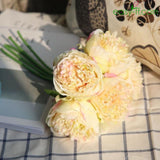 5Pcs Peony Artificial Flower Bouquets Real Touch In 8 Colors Peachpuff Artificial Easyff