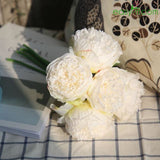 5Pcs Peony Artificial Flower Bouquets Real Touch In 8 Colors White Artificial Easyff