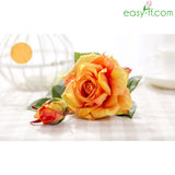 6Pcs Real Touch Artificial Rose Flowers Orange Wedding Decor Products Easyff