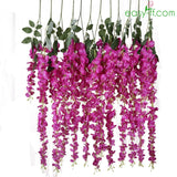 6Pcs Wisteria Silk Flower Stem Real Touch For Weeding In 4 Colors Deeppink Easyff