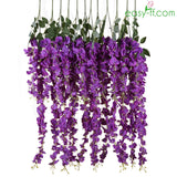 6Pcs Wisteria Silk Flower Stem Real Touch For Weeding In 4 Colors Purple Easyff