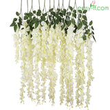 6Pcs Wisteria Silk Flower Stem Real Touch For Weeding In 4 Colors White Easyff