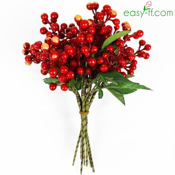 7Pcs Berry Artificial Branches Bouquet For Home Decor In 4 Colors Red Artificial Flower Easyff